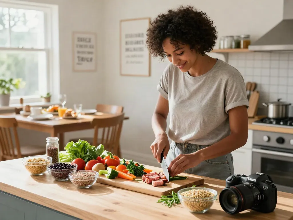Healthy meal preparation scene showcasing rokok88's commitment to wellness and balanced eating.